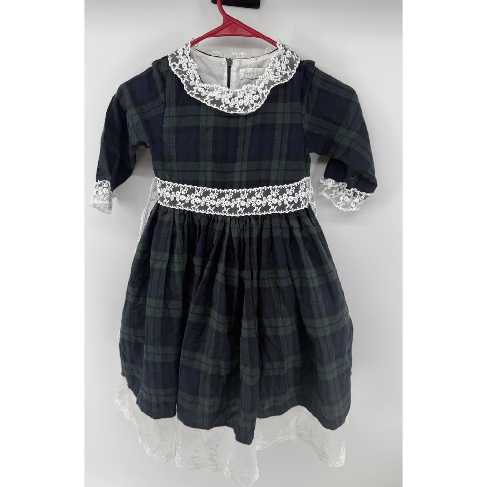 Trish Scully Child Girls Green Plaid Lace Tartan Holiday Christmas Dress 8